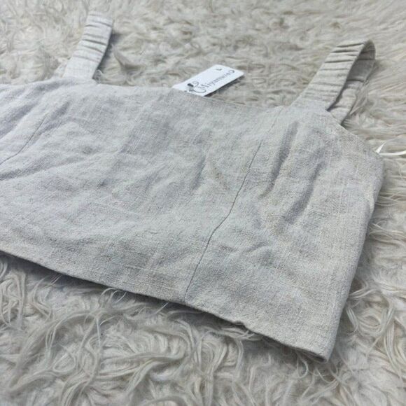 Lush Womens Open Back Linen Beige Cropped Tank Top Blouse NWT Size Large - Picture 6 of 12